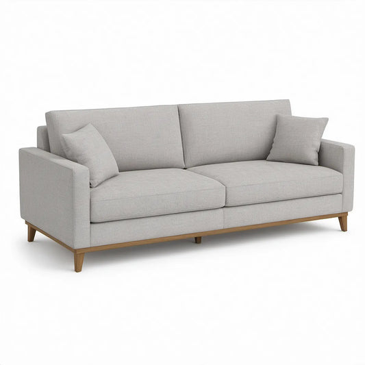 Sofá Retangular de 3 Lugares em Poliéster Cinzento Claro, 220 x 92 x 85 cm